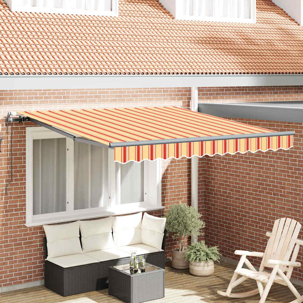 Automaattinen sisäänvedettävä markiisi keltainen ja oranssi 350x250 cm