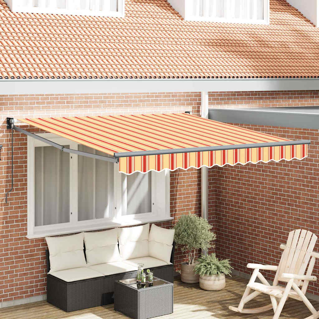Manuaalinen sisäänvedettävä markiisi Oranssi ja punainen 350x250 cm