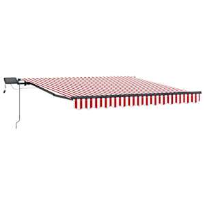 Retraktilna tenda z LED lučmi Rdeča in bela 350 x 250 cm blago - slika 2