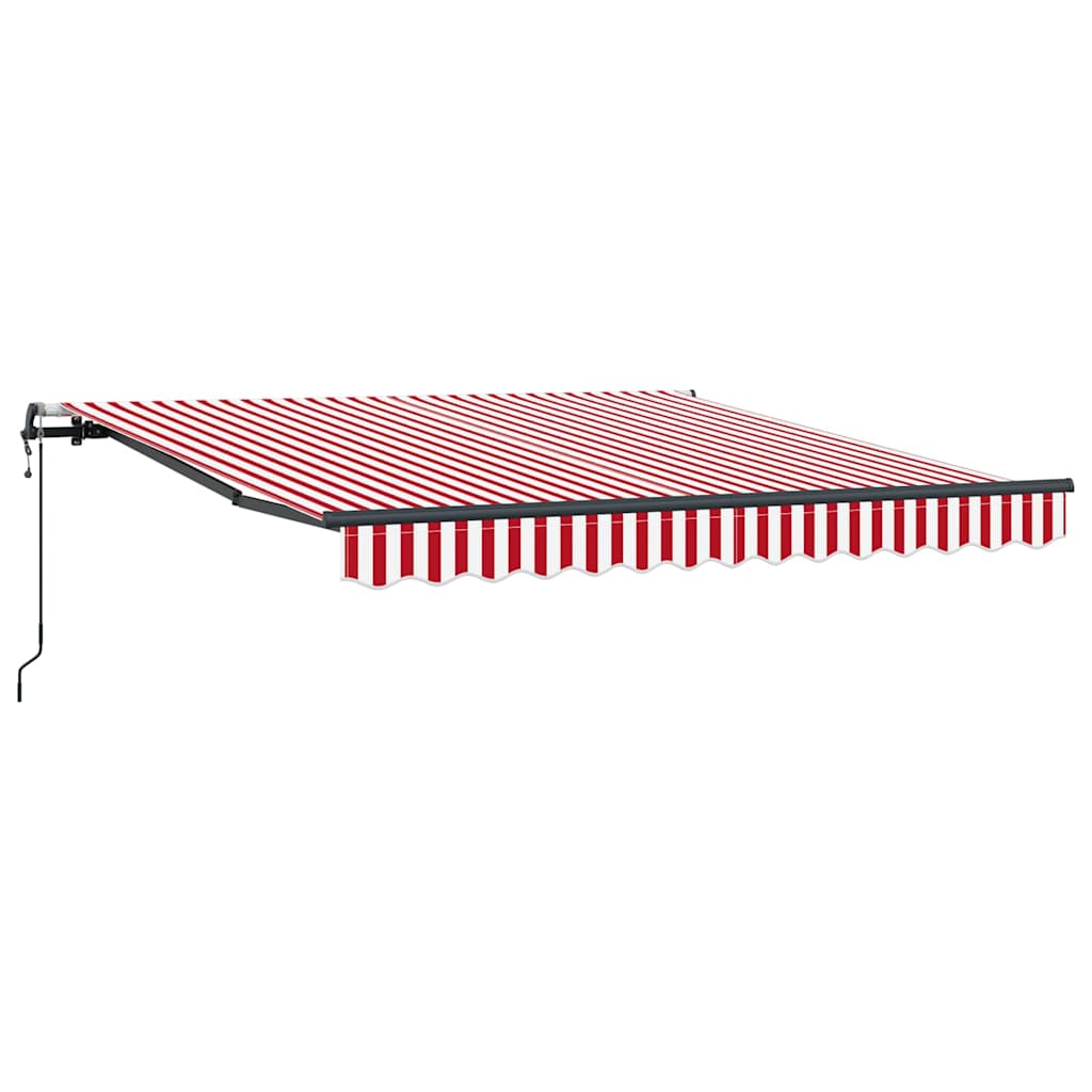 Automaattinen sisäänvedettävä markiisi punavalkoisilla raidoilla 350×250 cm