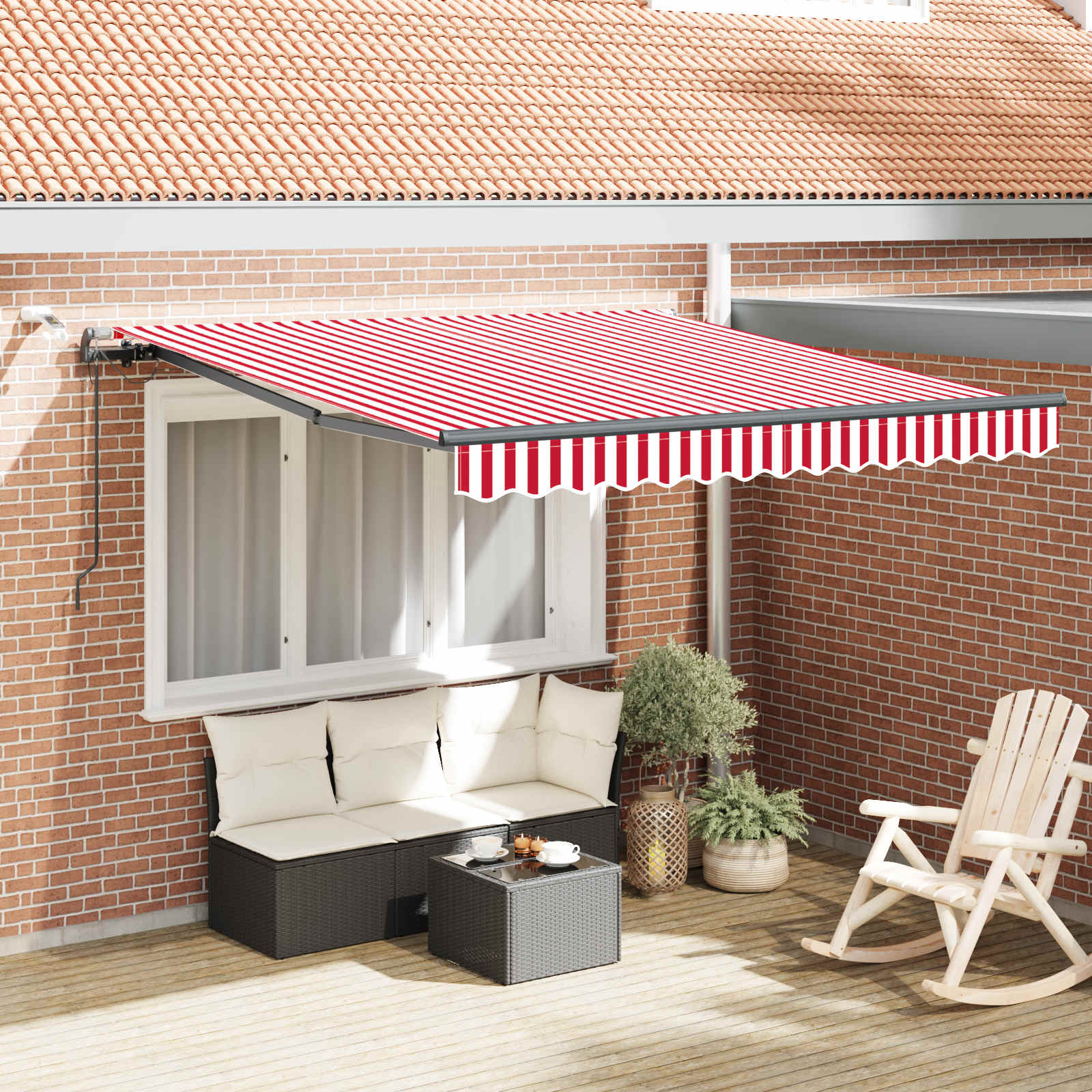 Luifeldoek met Rood en Wit 350 x 250 cm Polyester image 1