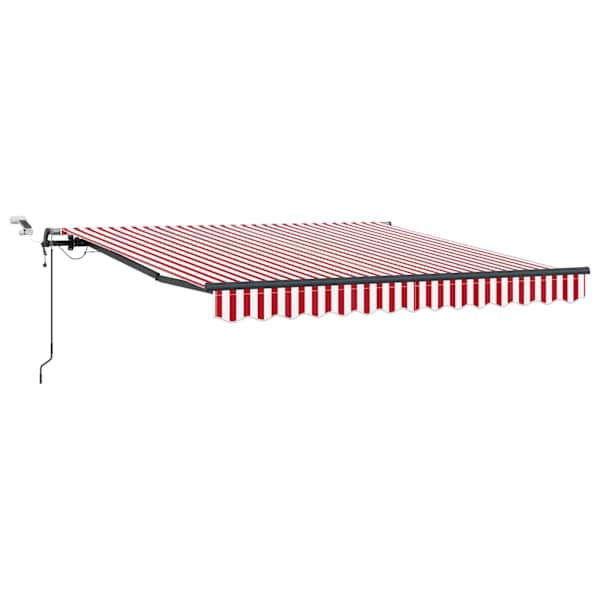 vidaXL Kokkuvolditav varikatus Punane ja valge 350 x 250 cm Pol&uuml;ester