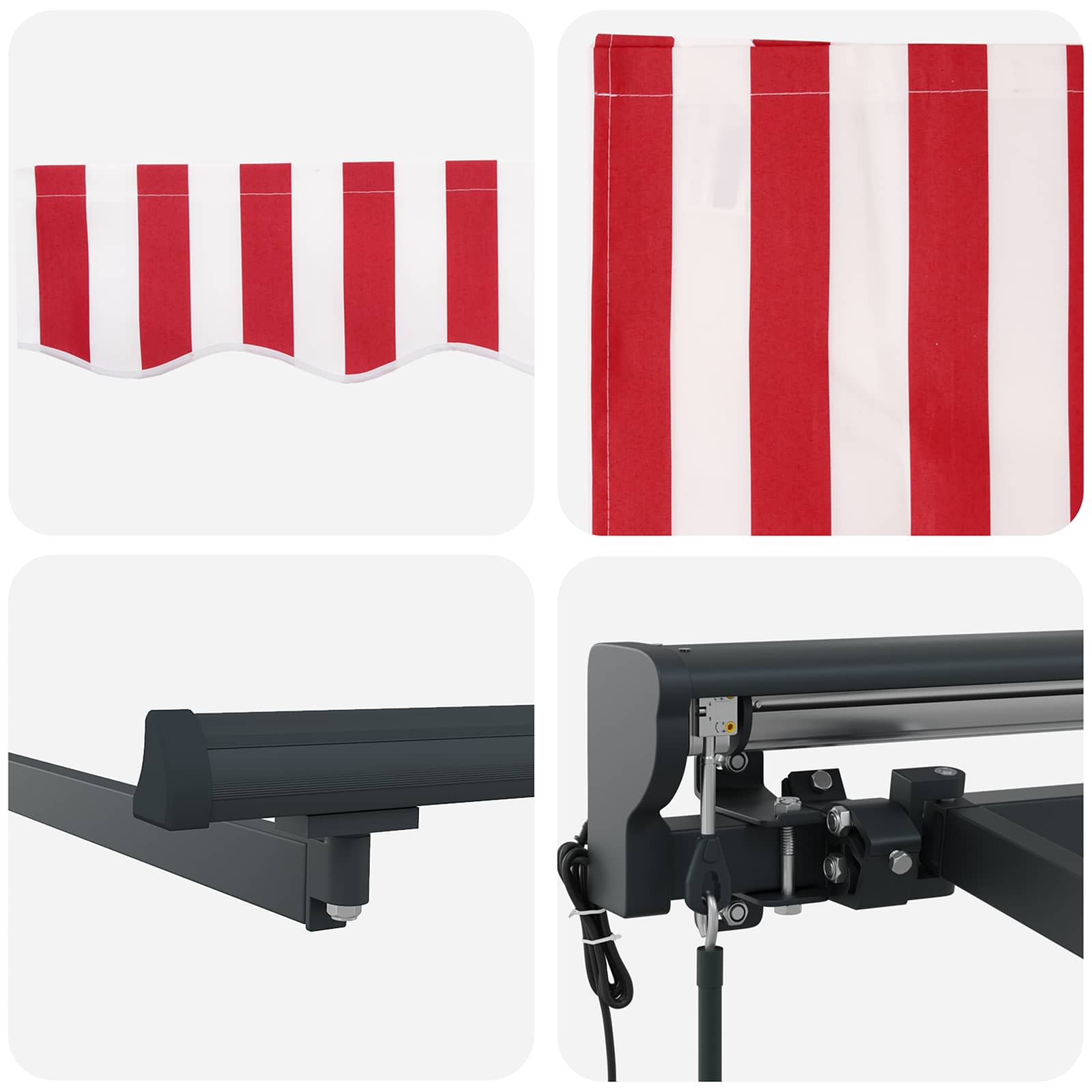 Vetoutuva markiisi Punainen ja valkoinen raita 350x250 cm - Image 4