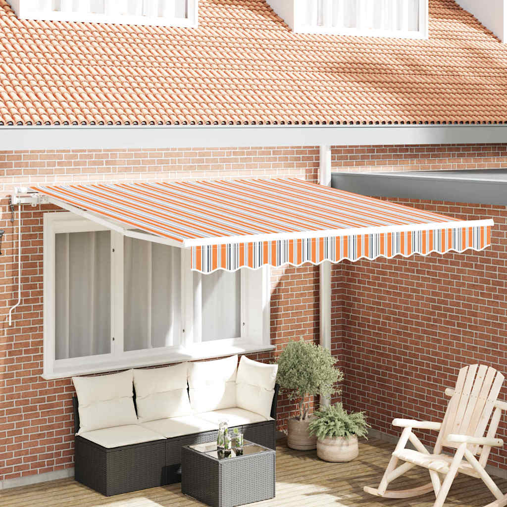 Automaattinen Käsikäyttöinen Markiisi Monivärinen Raidallinen 350x250 cm