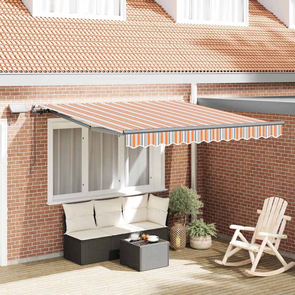 Käsitsi sissetõmmatav varikatus LED mitmevärvilise triibuga 350x250 cm