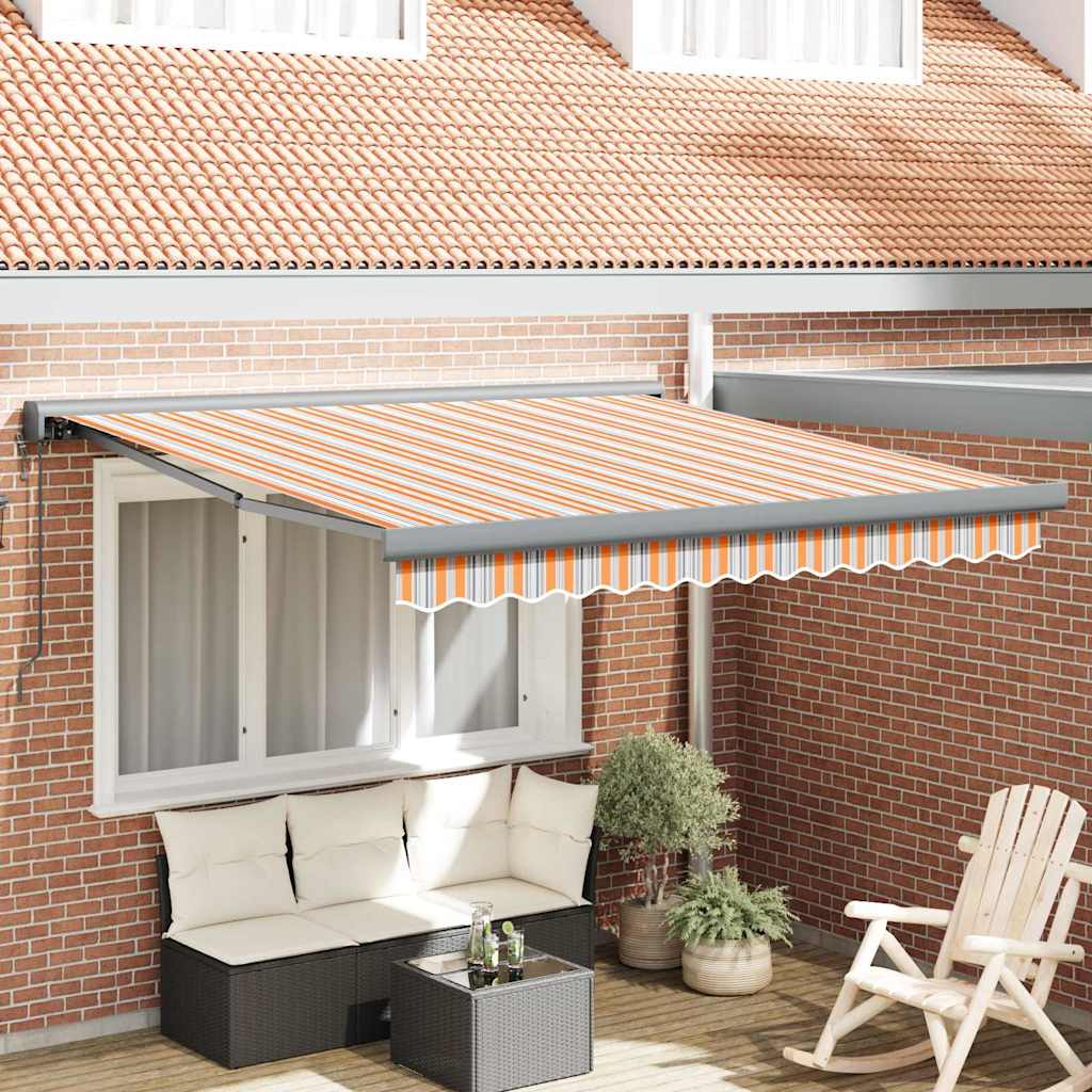 Automaattinen kääntyvä markiisi monivärisellä raidalla 350x250 cm