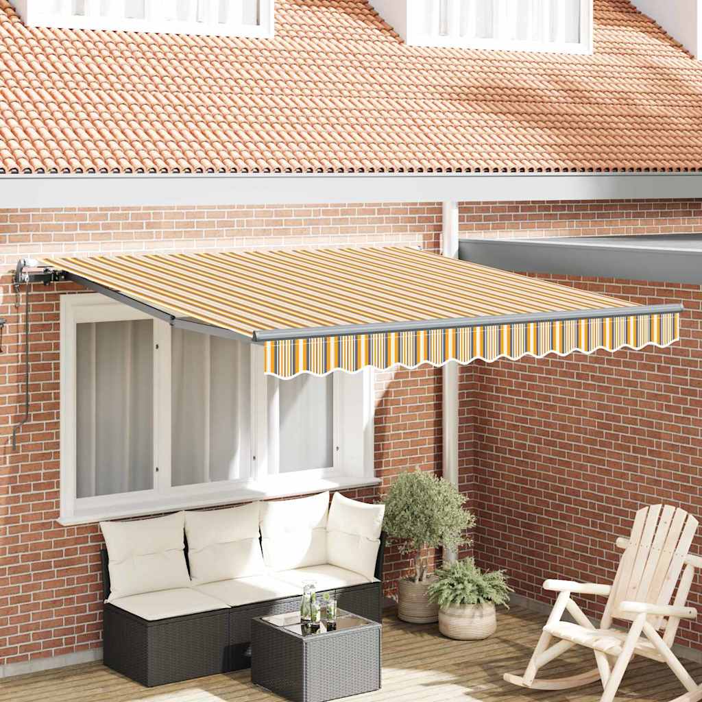 Automaattinen sisäänvedettävä markiisi raidallinen 350x250 cm