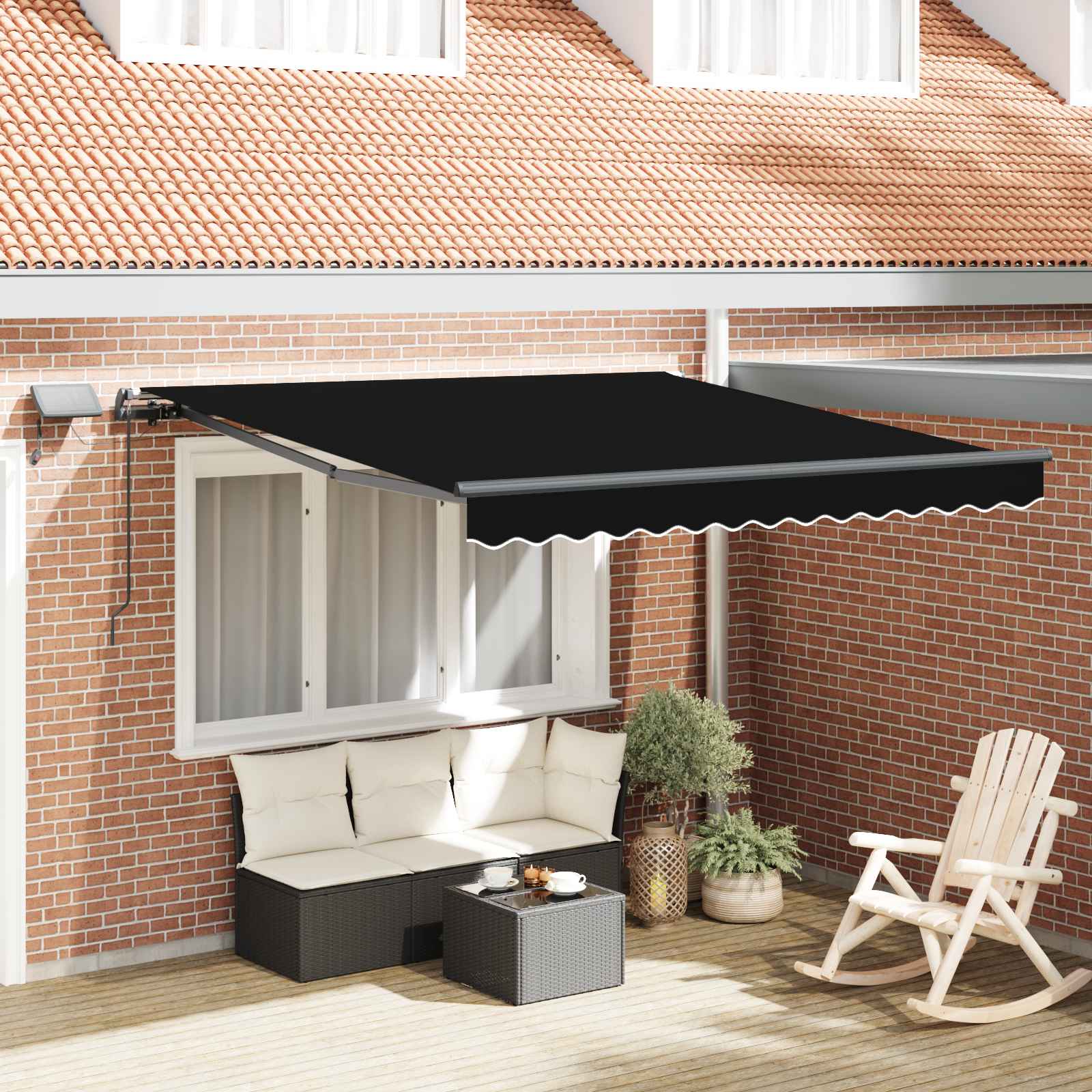 vidaXL Einziehbare Markise Schwarz 350 x 250 cm Stoff