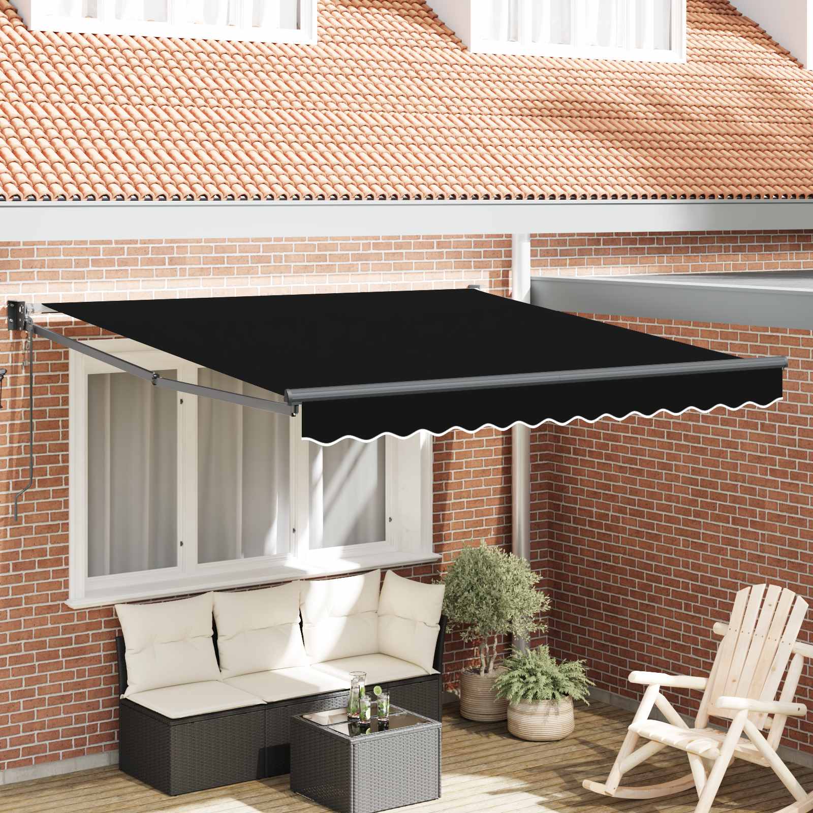 vidaXL Cortina Retractabilă Negru 350 x 250 cm Poliester și Aluminiu