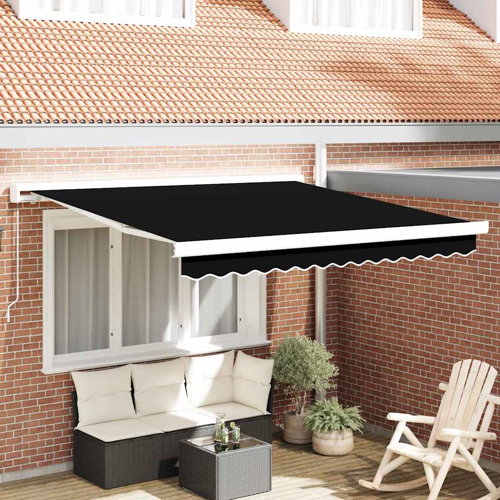 Manuel Udtækkelig Markise Sort 350x250 cm, vidaXL Markise Udskiftningsstof til 3.5x2.5 m Ramme Sort