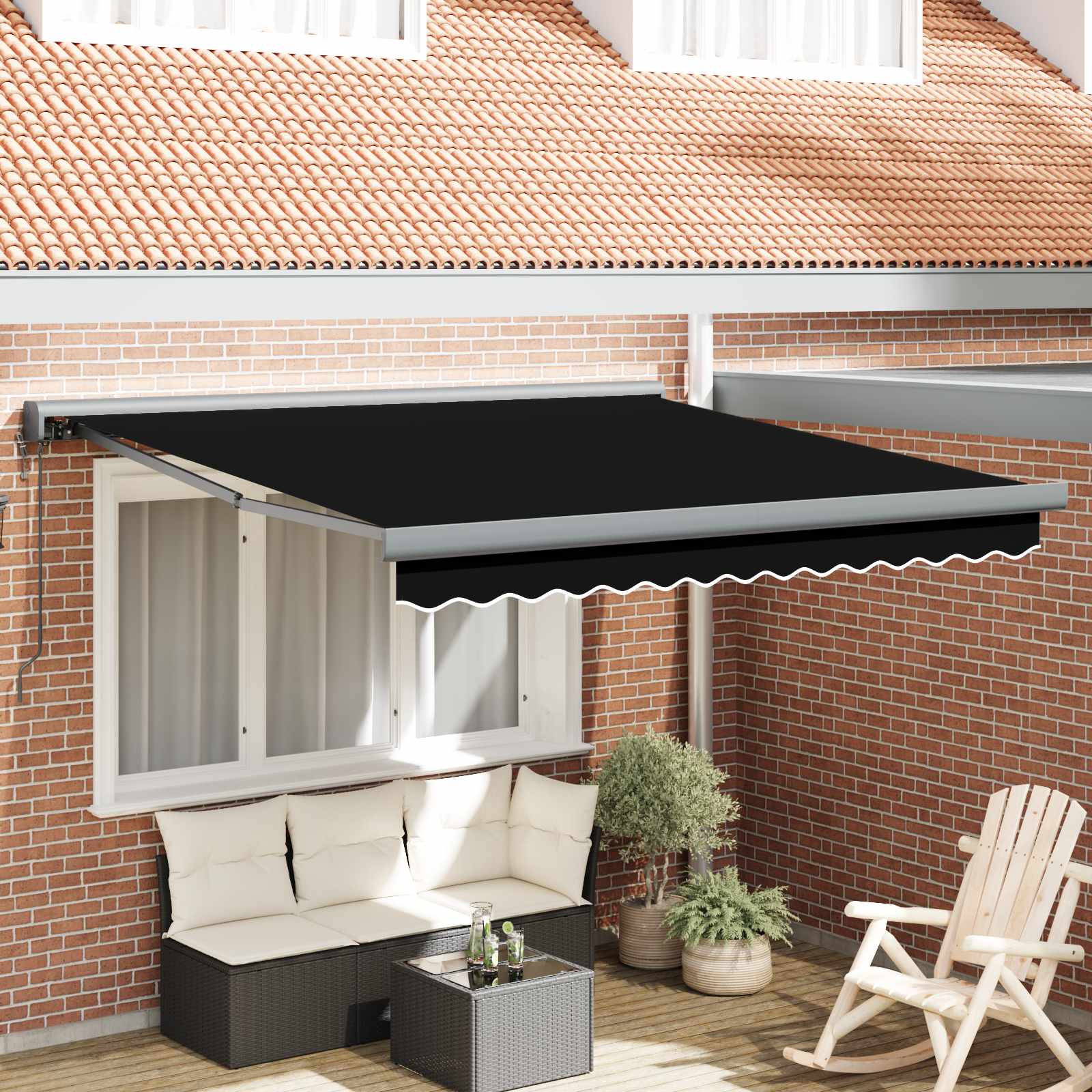 vidaXL Markise Schwarz 350 x 250 x 165 cm Polyester und Aluminium