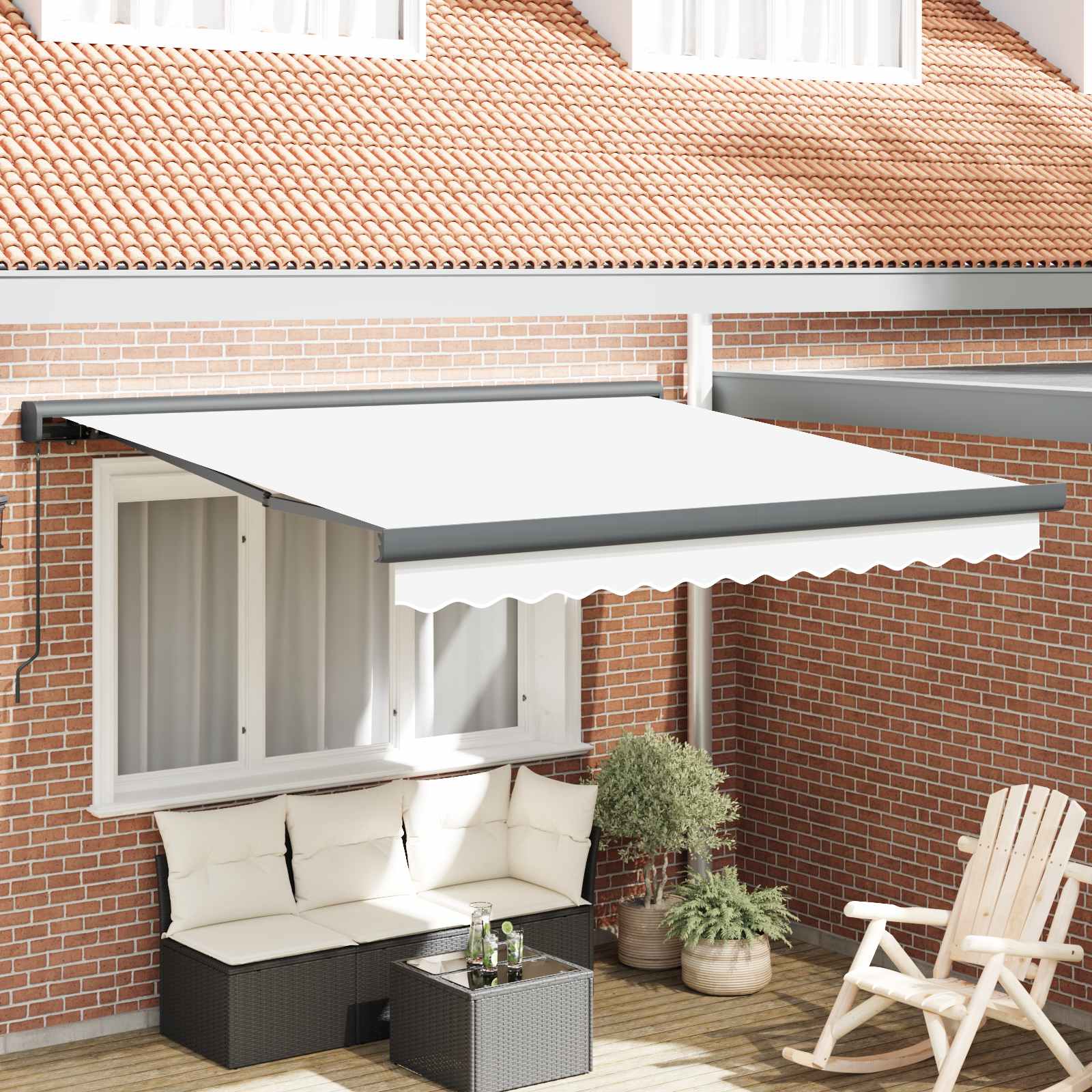 vidaXL Cortina Retractabilă Alb 350 x 250 cm Stofă și Metal