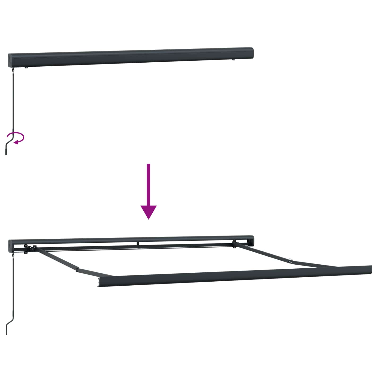 Manuaalinen kokoontaitettava aurinkosuoja, valkoinen, 350 x 250 cm - Image 5