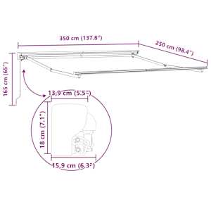 Retraktilna tenda Bela 350 x 250 cm Poliester in kovina - slika 12