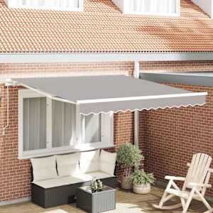 Vlečna tenda Svetlo siva 350 x 250 cm Poliester in aluminij