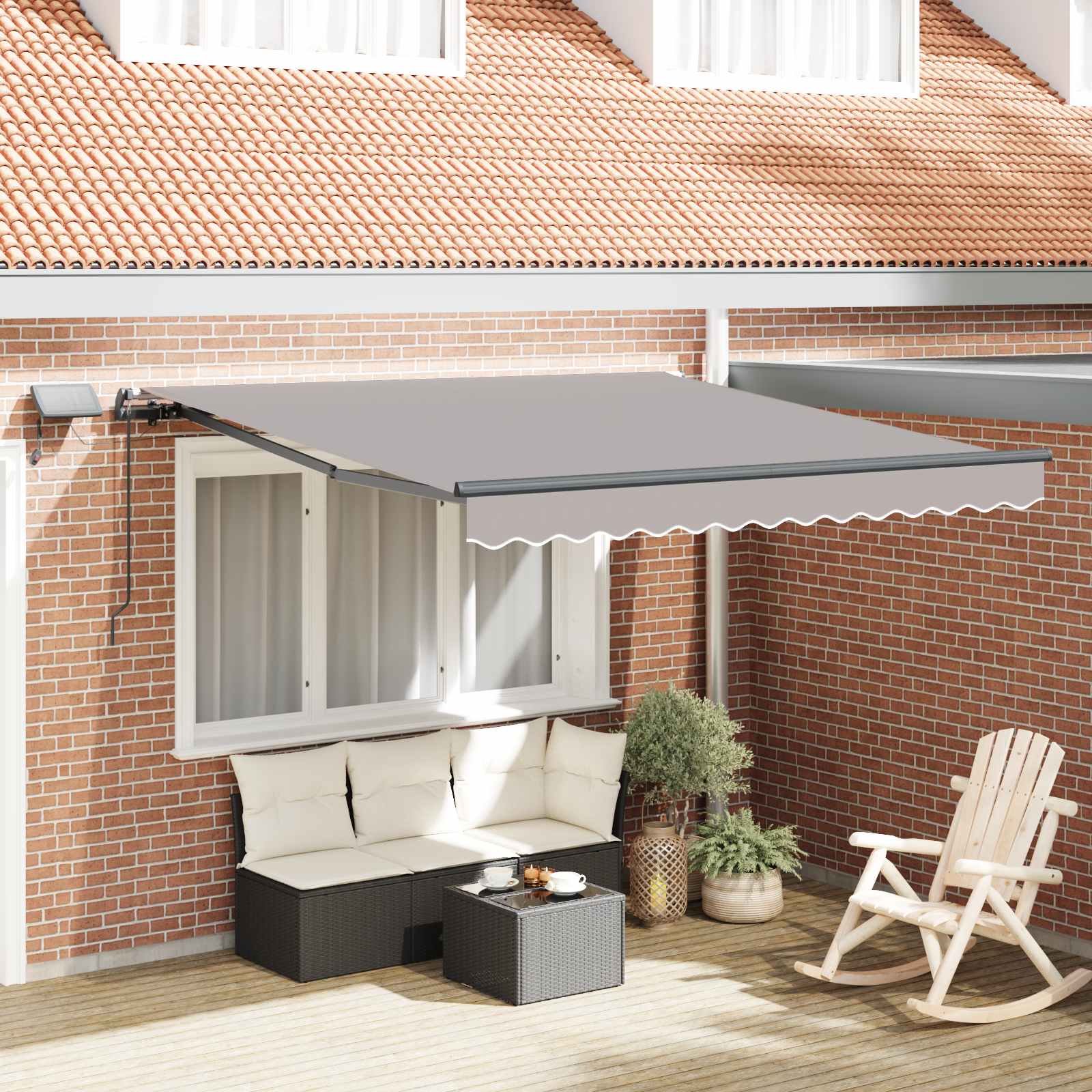 vidaXL Cortina Retractabilă Manual Gri deschis 350 x 250 cm țesătură