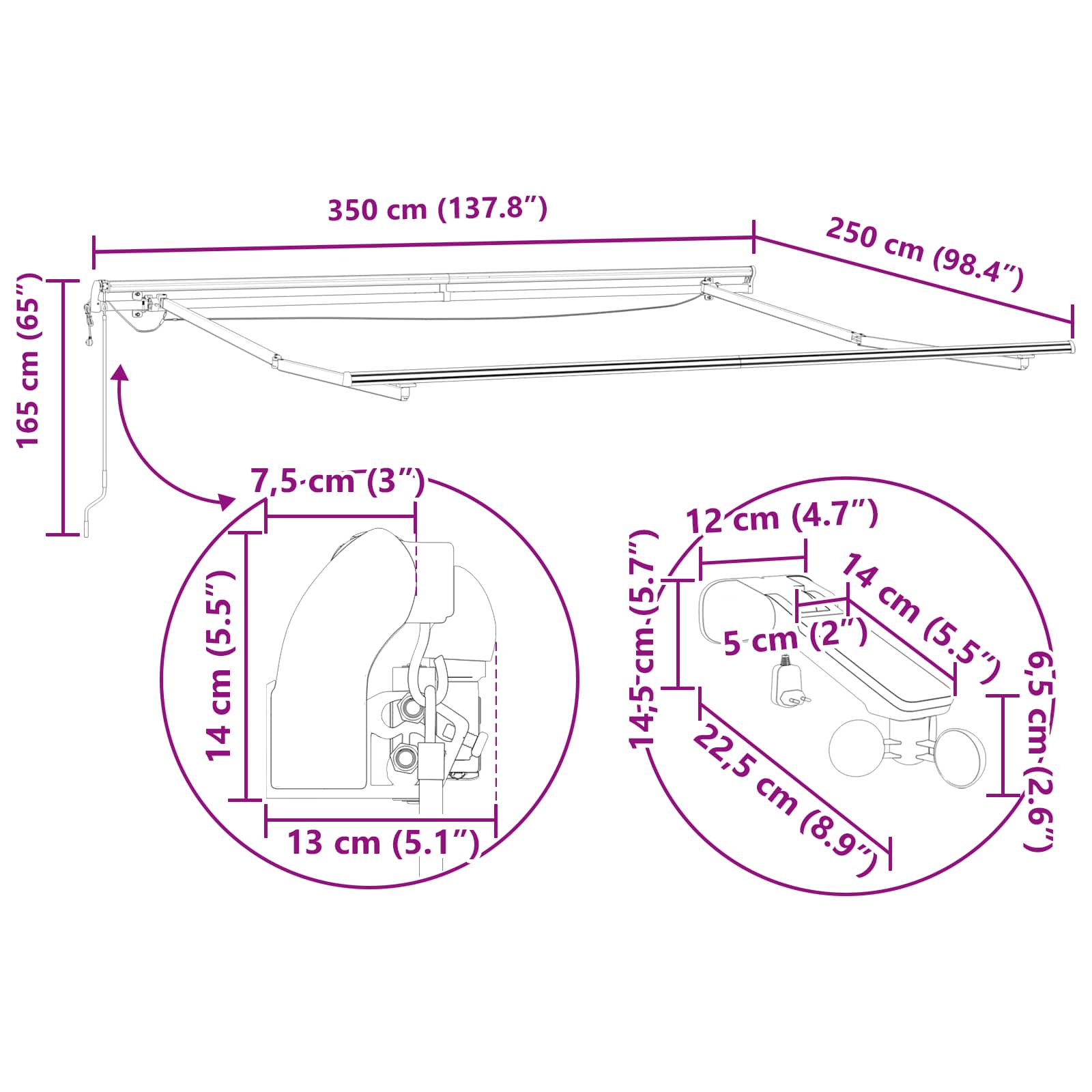 Luifeldoek met Lichtgrijs 350 x 250 cm Polyester image 16
