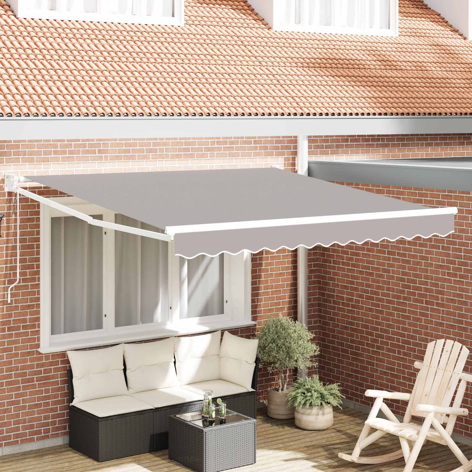 Automatisch Retractable Ligbed Lichtgrijs 350x250 cm