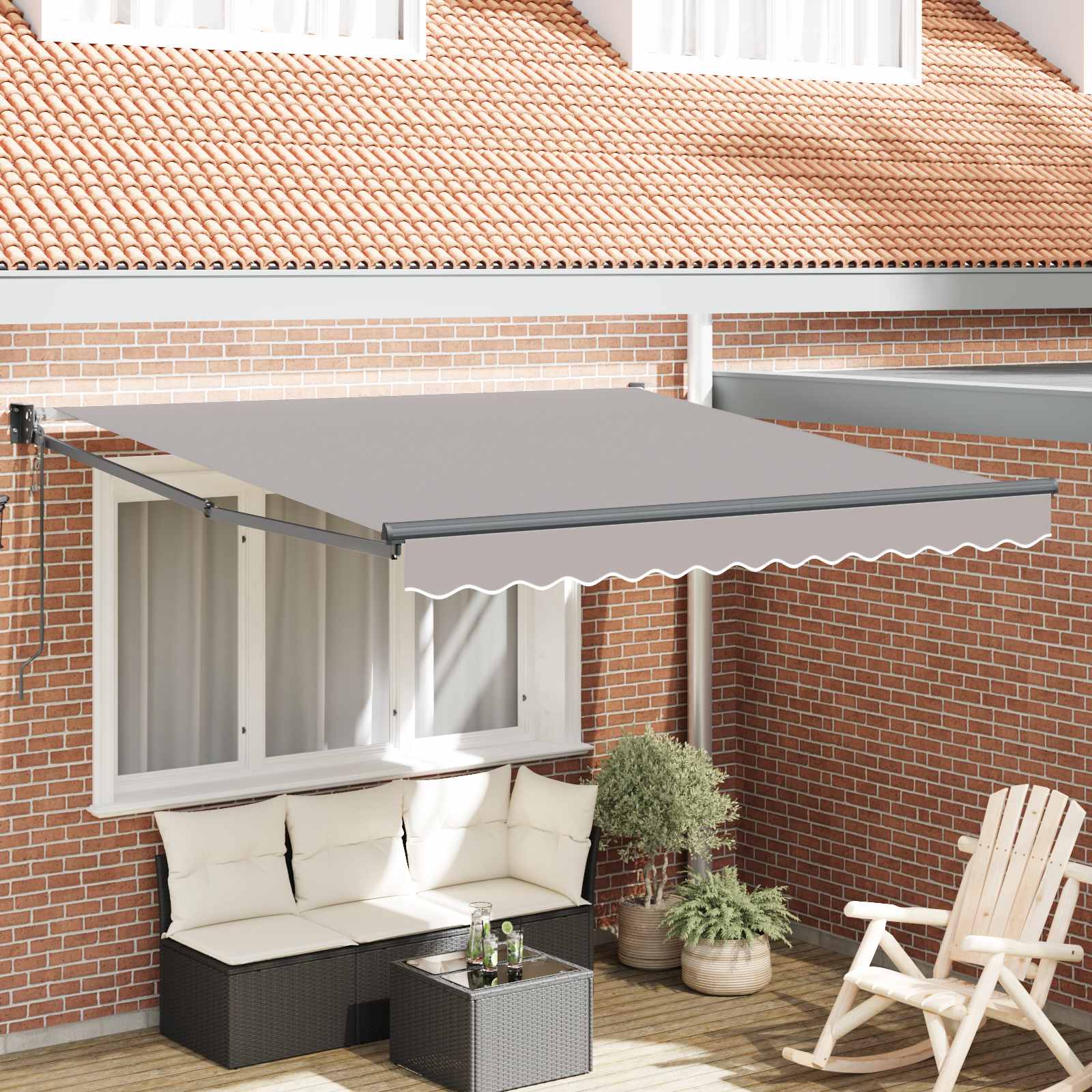 vidaXL Cortina Retractabilă Gri deschis 350 x 250 cm