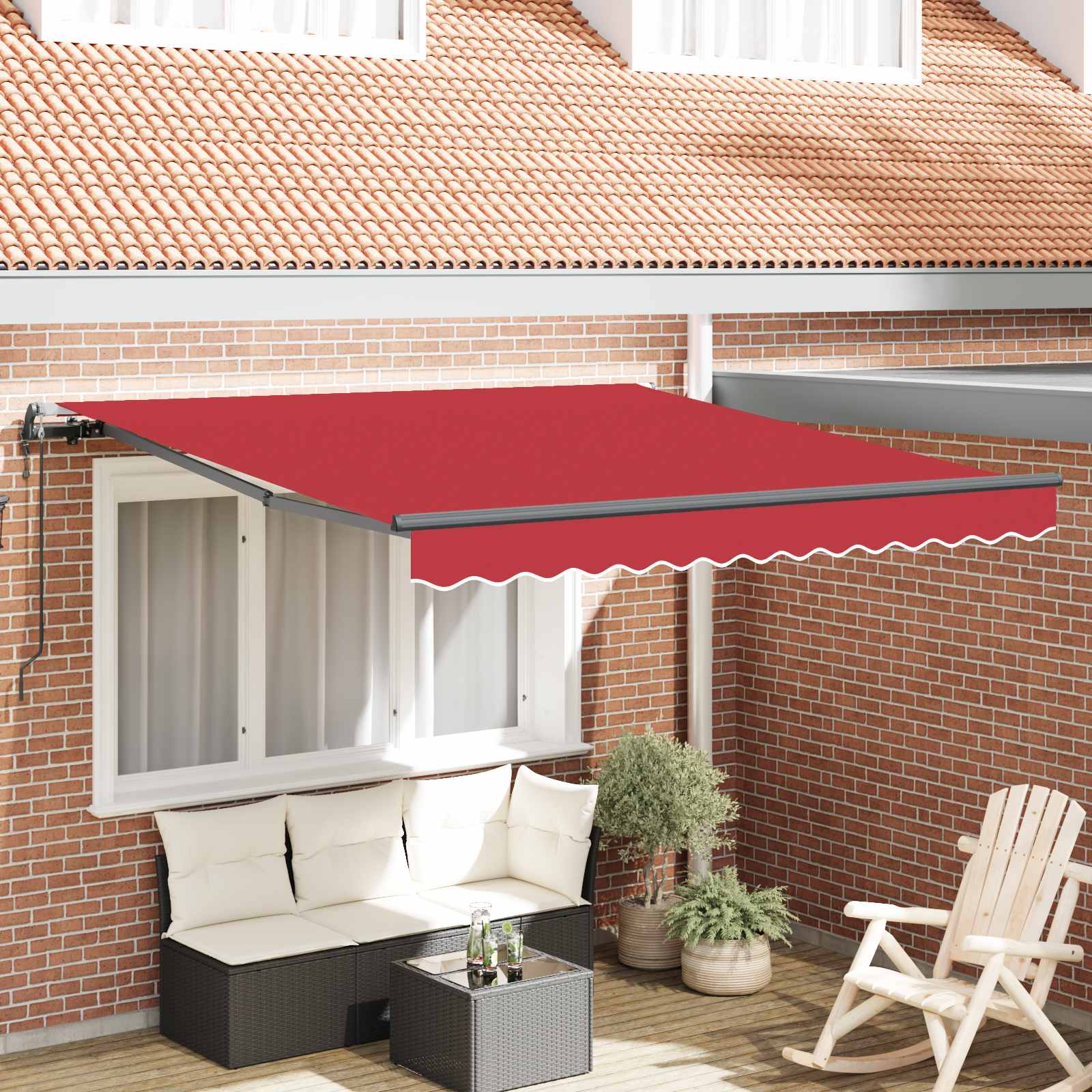 vidaXL Cortina Retractabilă Roșu 350 x 250 cm Țesătură și Aluminiu