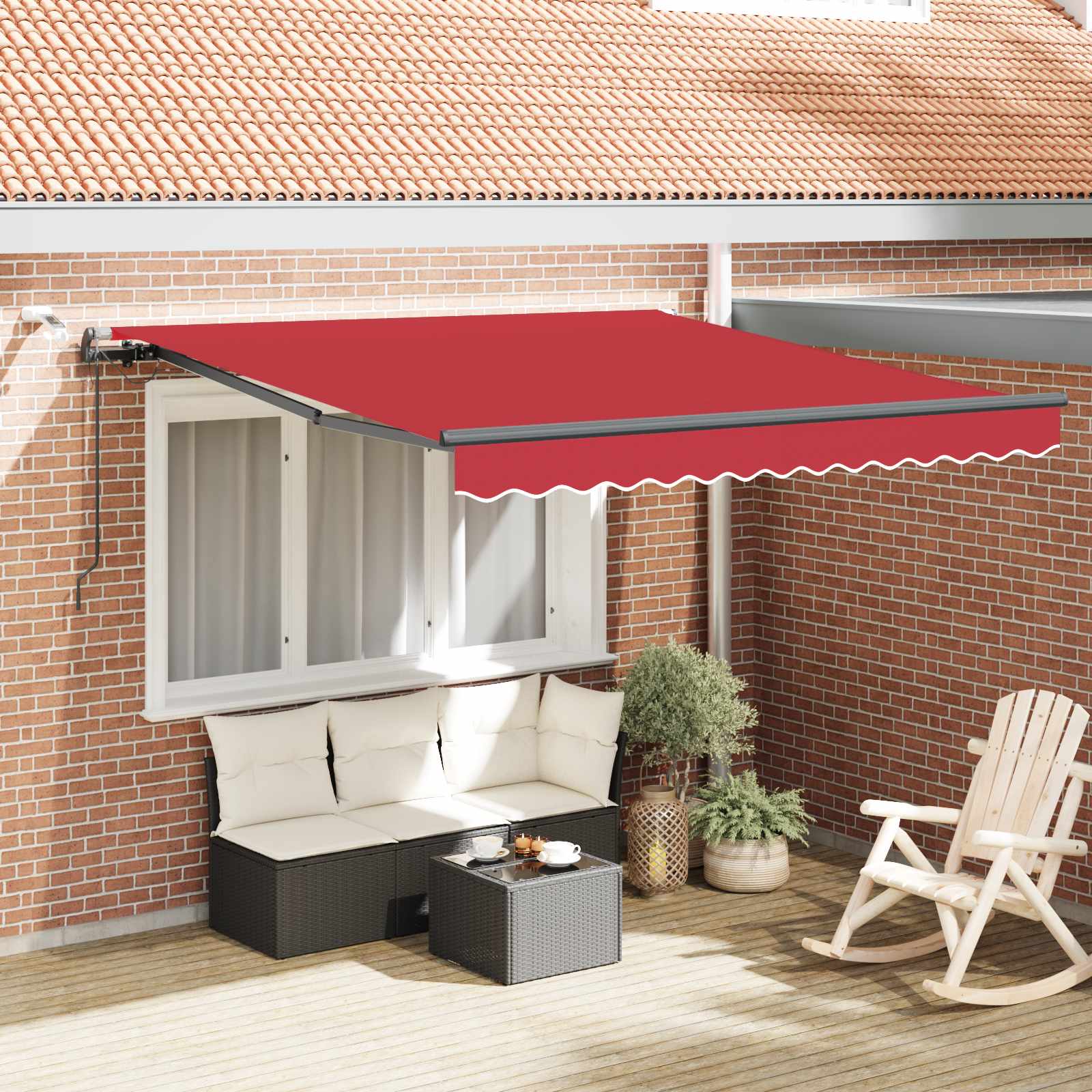 vidaXL Markisenstoff mit Rot 350 x 250 cm Polyester