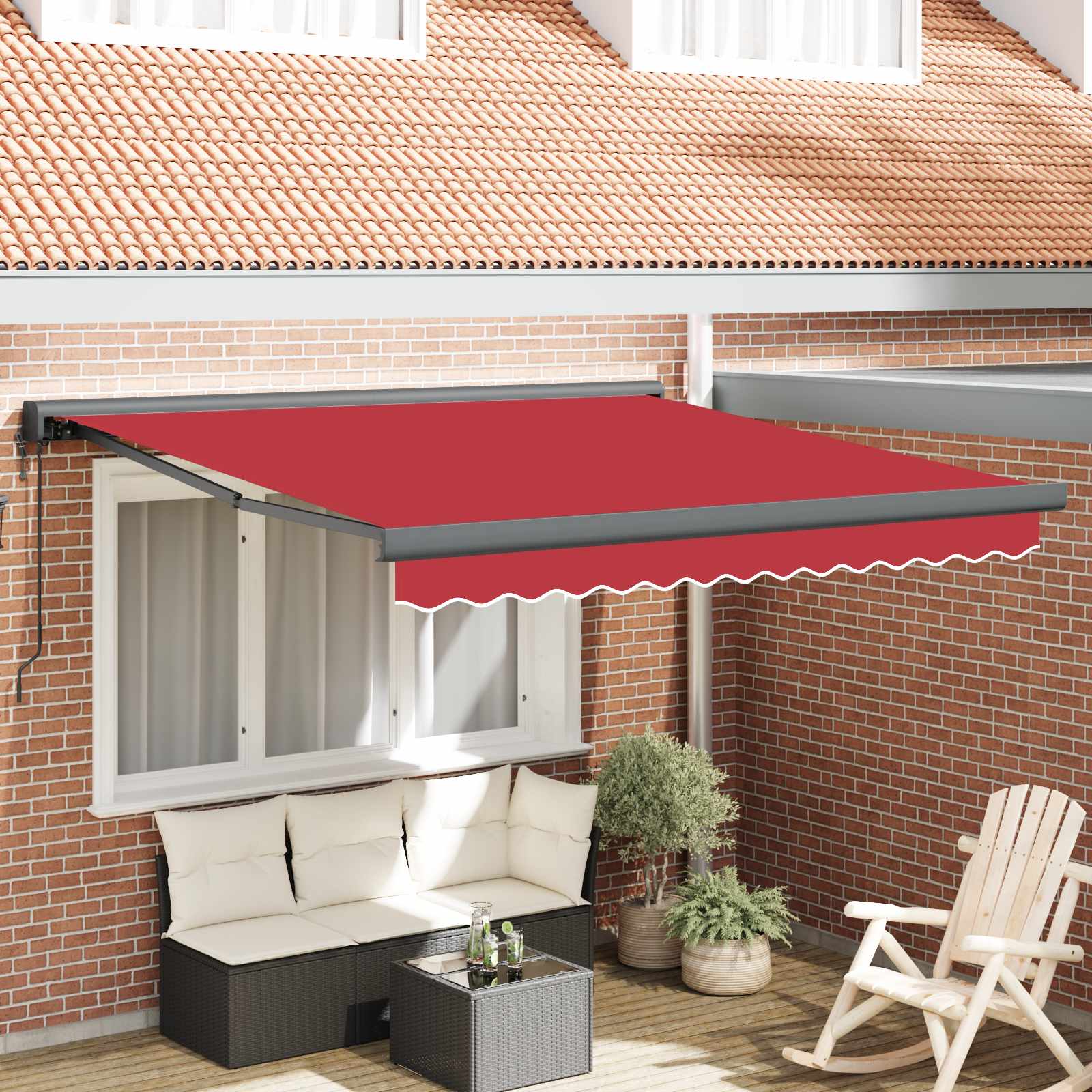 vidaXL Markise Rot 350 x 250 x 165 cm Polyester und Aluminium