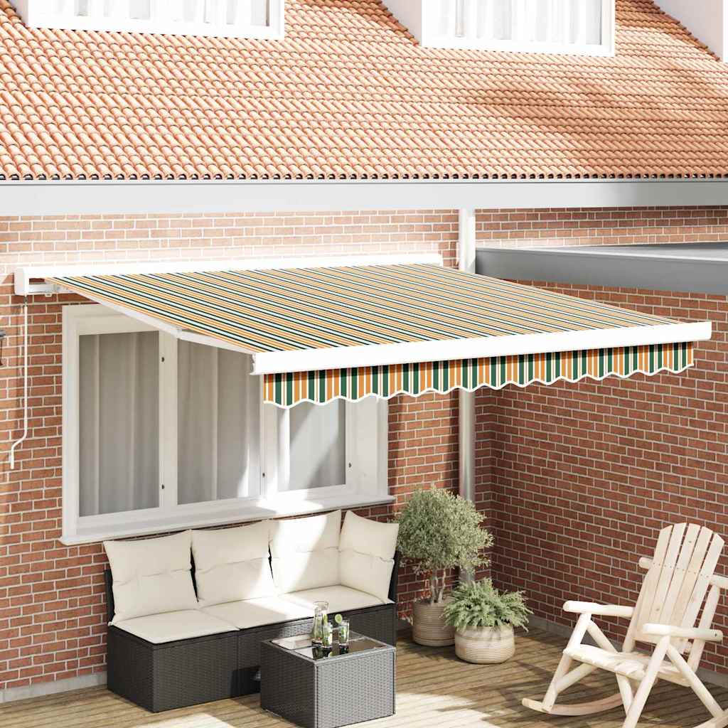 manuaalne sissetõmmatav varikatus roheline ja kollane 350x250 cm