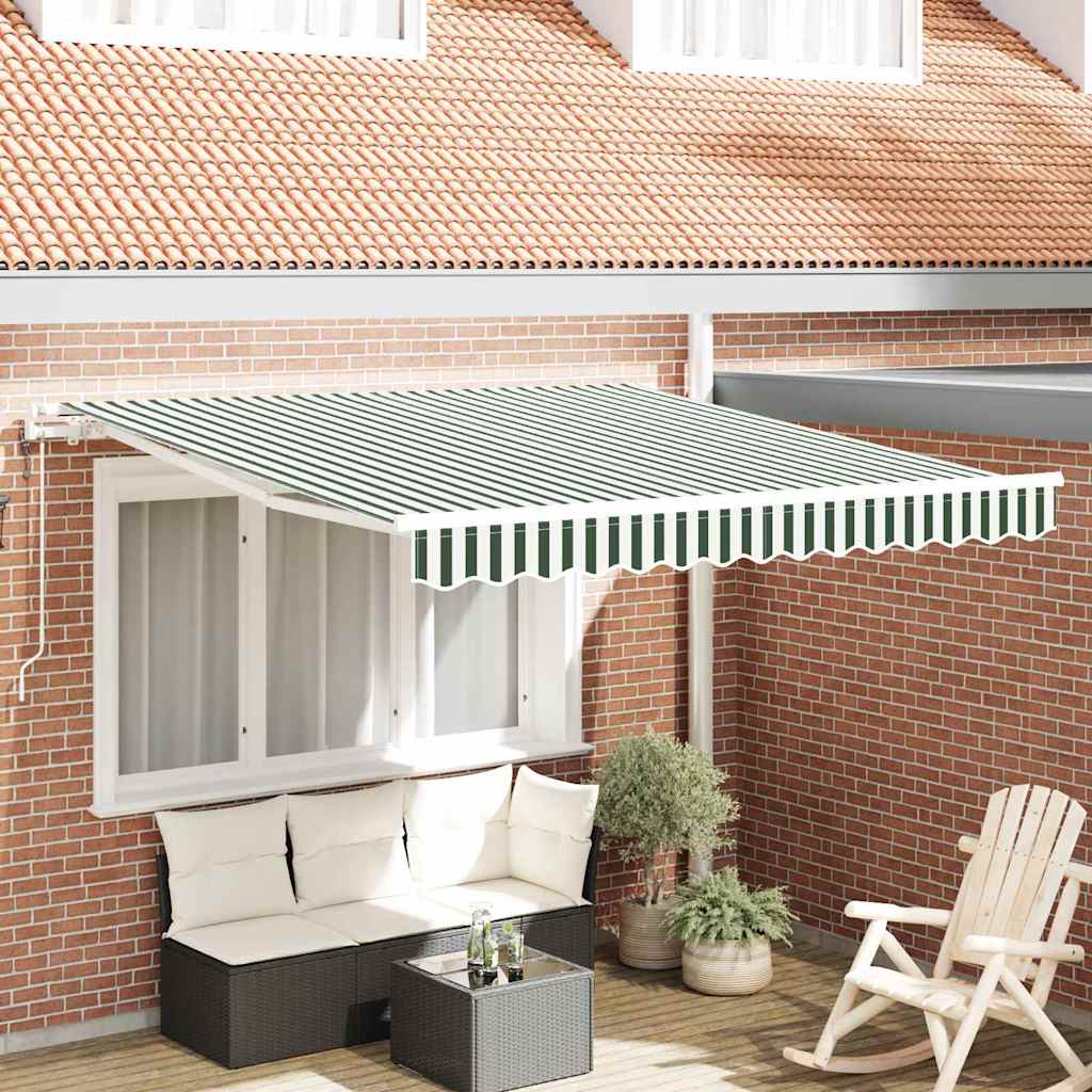 vidaXL Cortina Retractabilă 350 x 250 cm Verde și alb