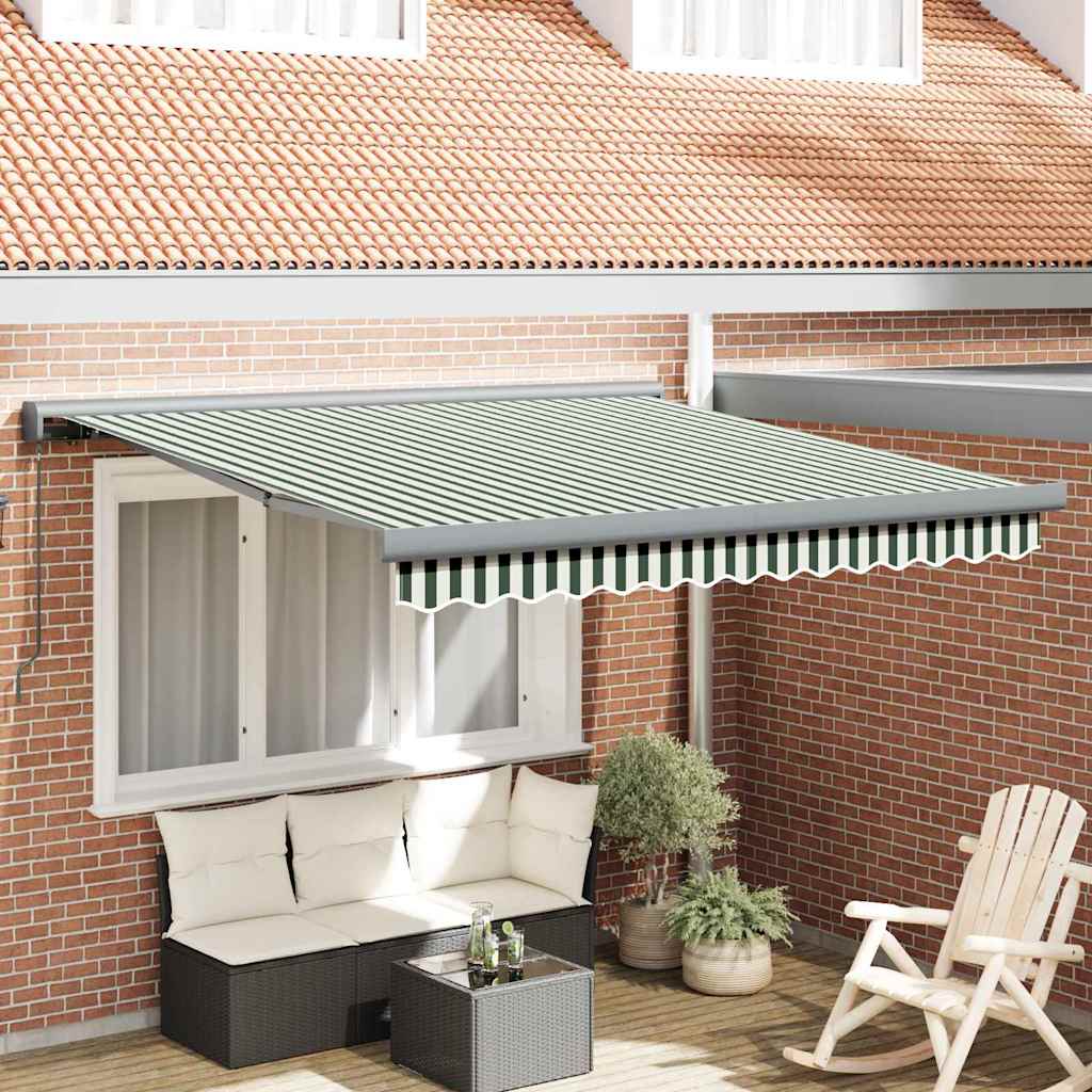 vidaXL Cortina Retractabilă Verde, Alb 350 x 250 cm