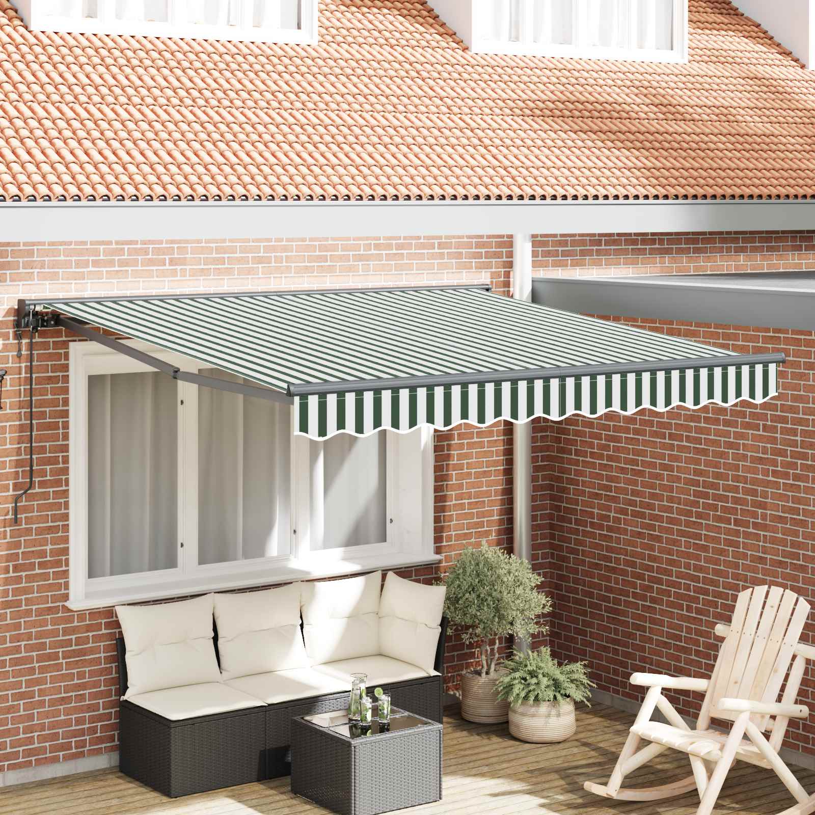 vidaXL Cadru de copertină Verde și alb 350 x 250 cm