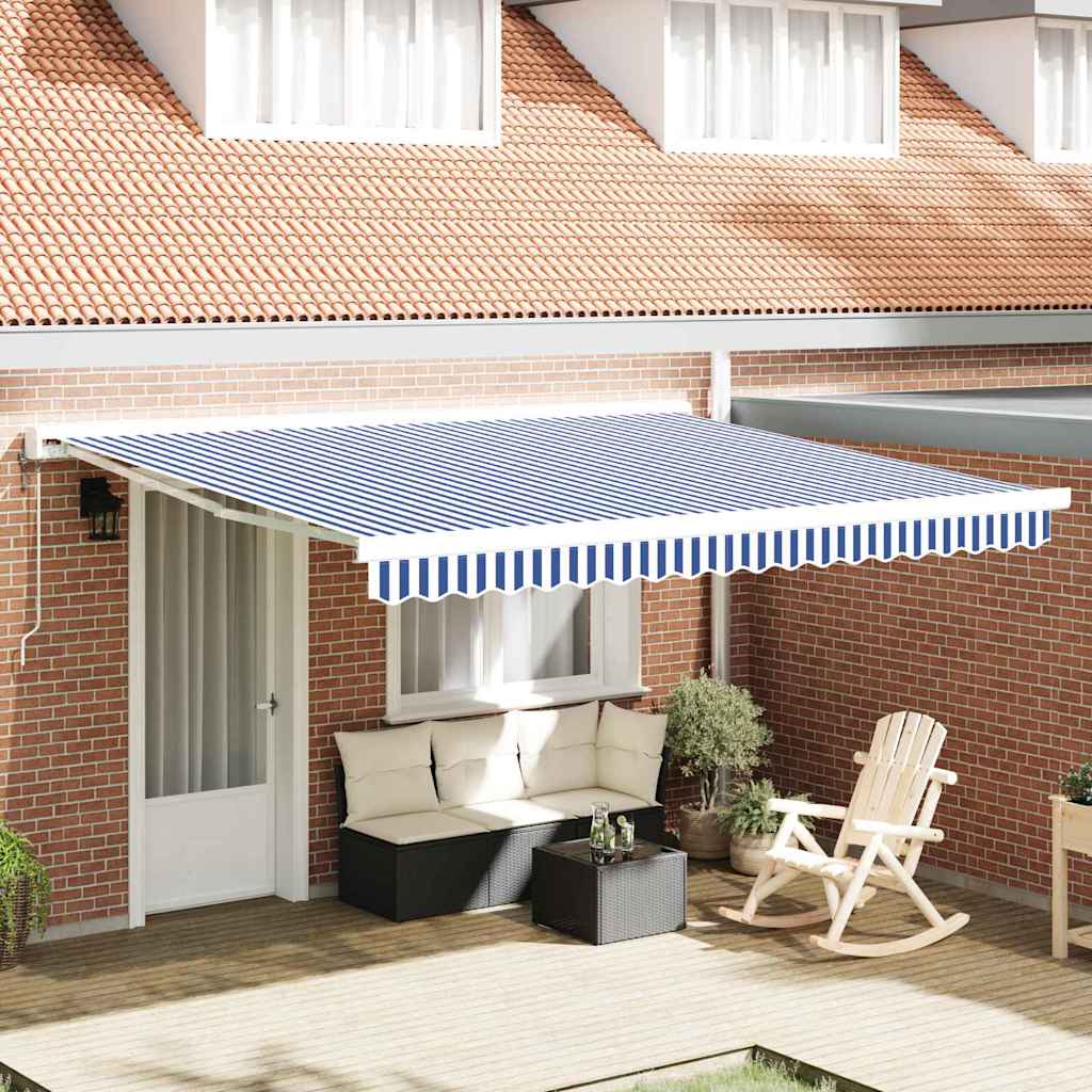 vidaXL Cortina Retractabilă Albastru, Alb 400 × 300 cm