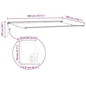 Retraktilna tenda Modra in bela 400 × 300 cm - slika 13
