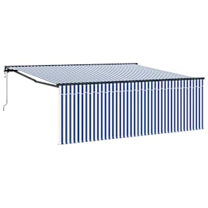 vidaXL Kokkuvolditav varikatus Sinine ja Valge 400 &times; 300 cm