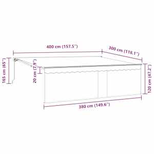 Retraktilna tenda Antracit 400 × 300 cm Poliester in aluminij - slika 13