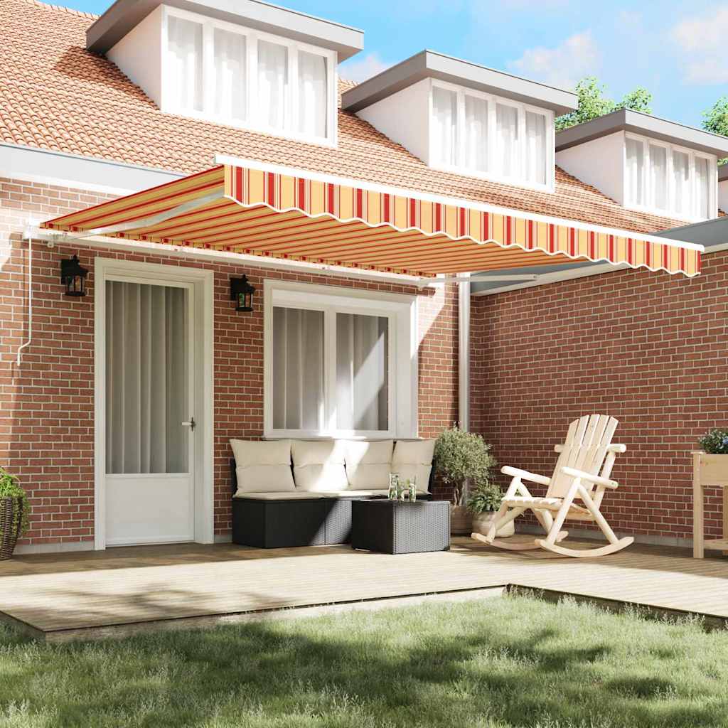 vidaXL Handbediende Uittrekbare Zonwering Geel en Oranje 400 x 300 cm