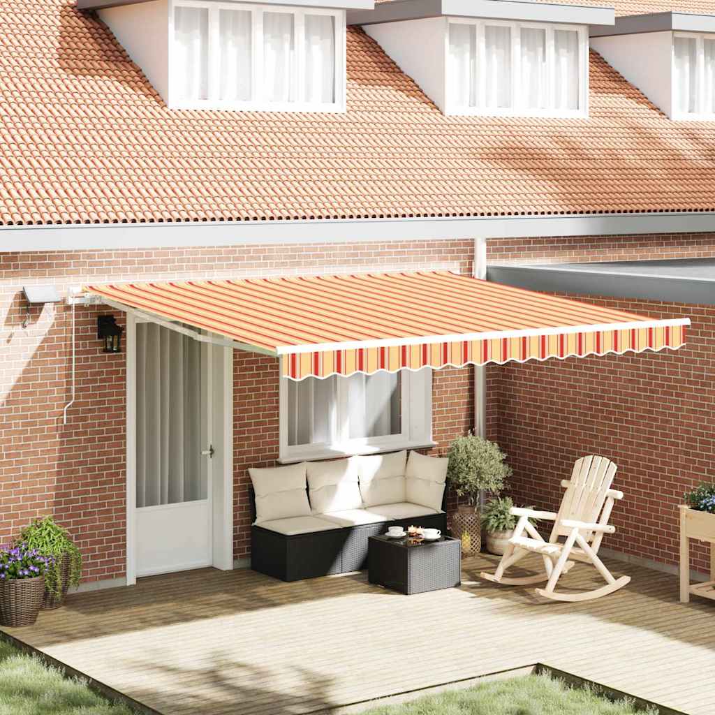 Manual Retractable Awning LED-valolla Keltainen ja Oranssi 400x300 cm