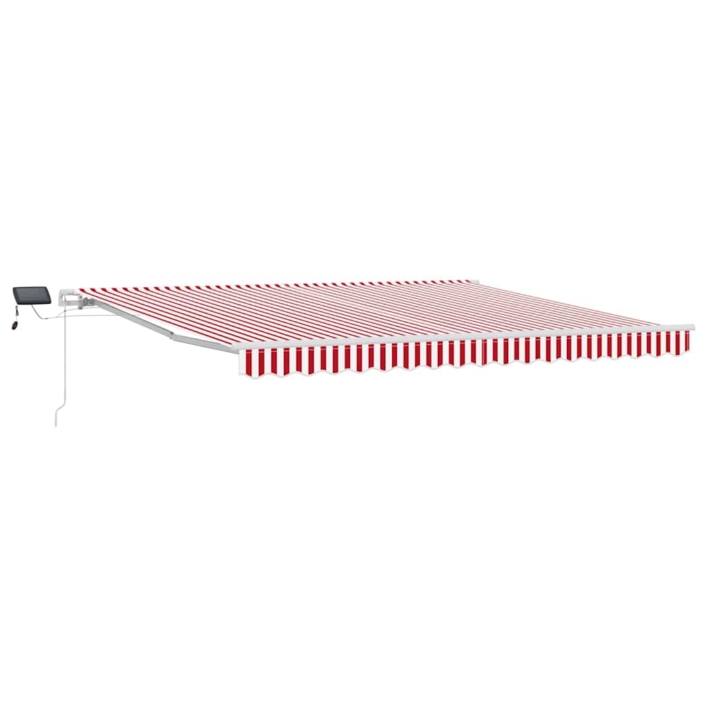 Manuaalinen sisäänvedettävä markiisi LED punaisella ja valkoisella raidalla 400×300 cm