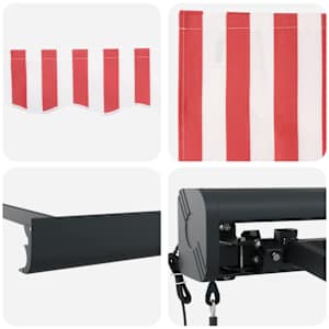 Markýza Červená a Bílá 400 × 300 cm Polyester a hliník - obrázek 8