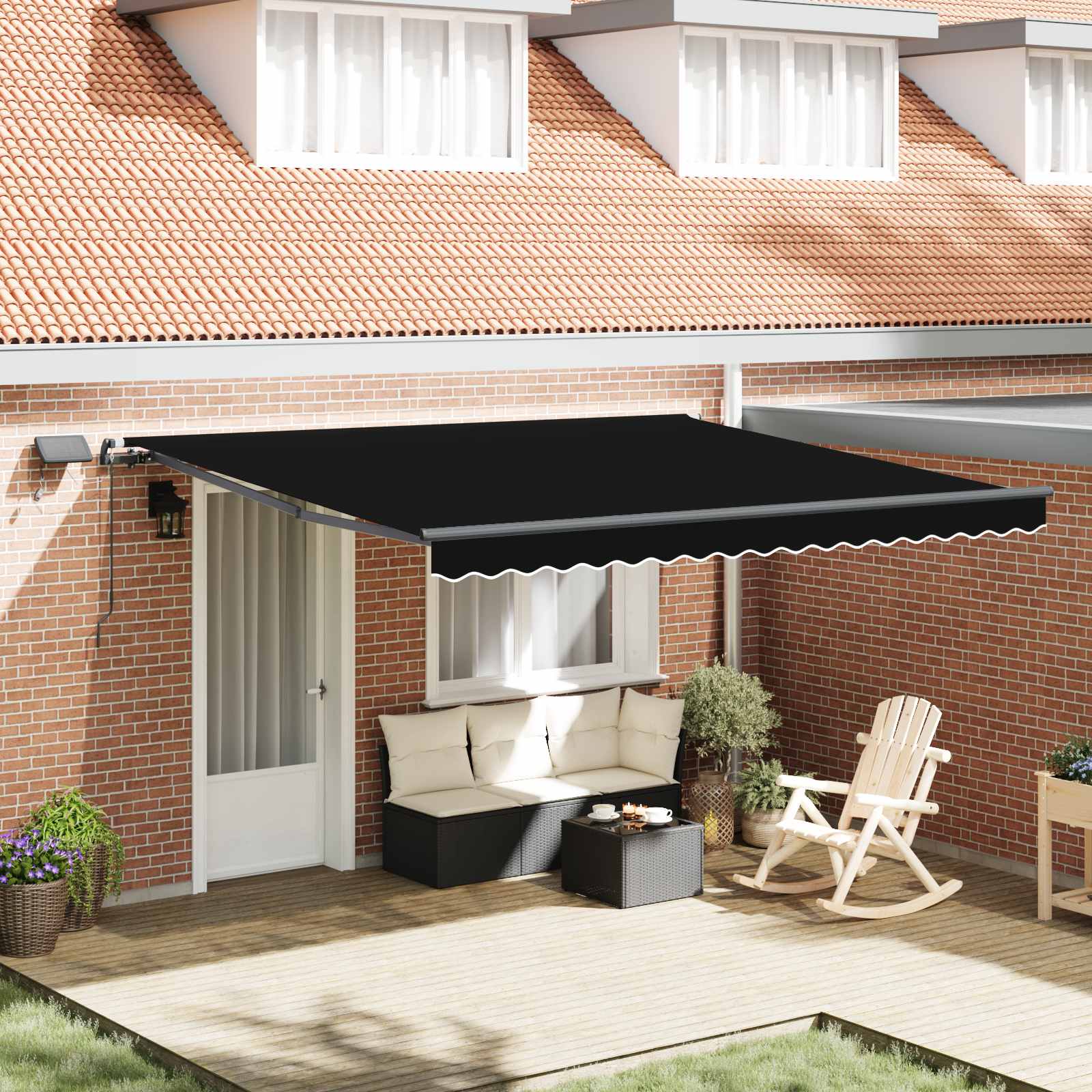 vidaXL Cortina Retractabilă Manual Negru 400 ×300 cm țesătură
