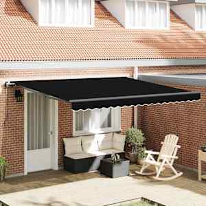 Retraktilna tenda Črna 400 × 300 cm Tkanina in aluminij