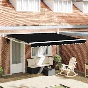 Vlečna tenda Črna 400 × 300 cm 100% poliester in aluminij
