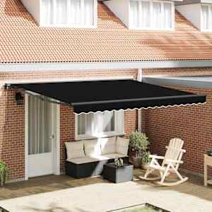 Retraktilna tenda Črna 400 × 300 cm Poliester in kovina