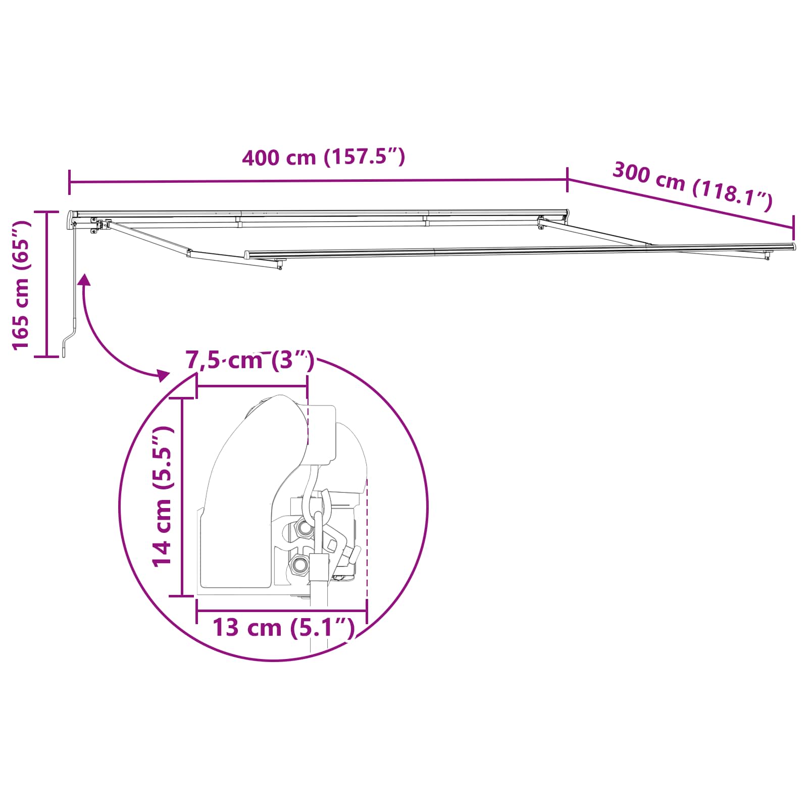 Käigukohandatav varikatus Beež 400 × 300 cm 53 Kõik vajalik sinu aeda ja koju! Käigukohandatav varikatus Beež 400 × 300 cm - Image 7