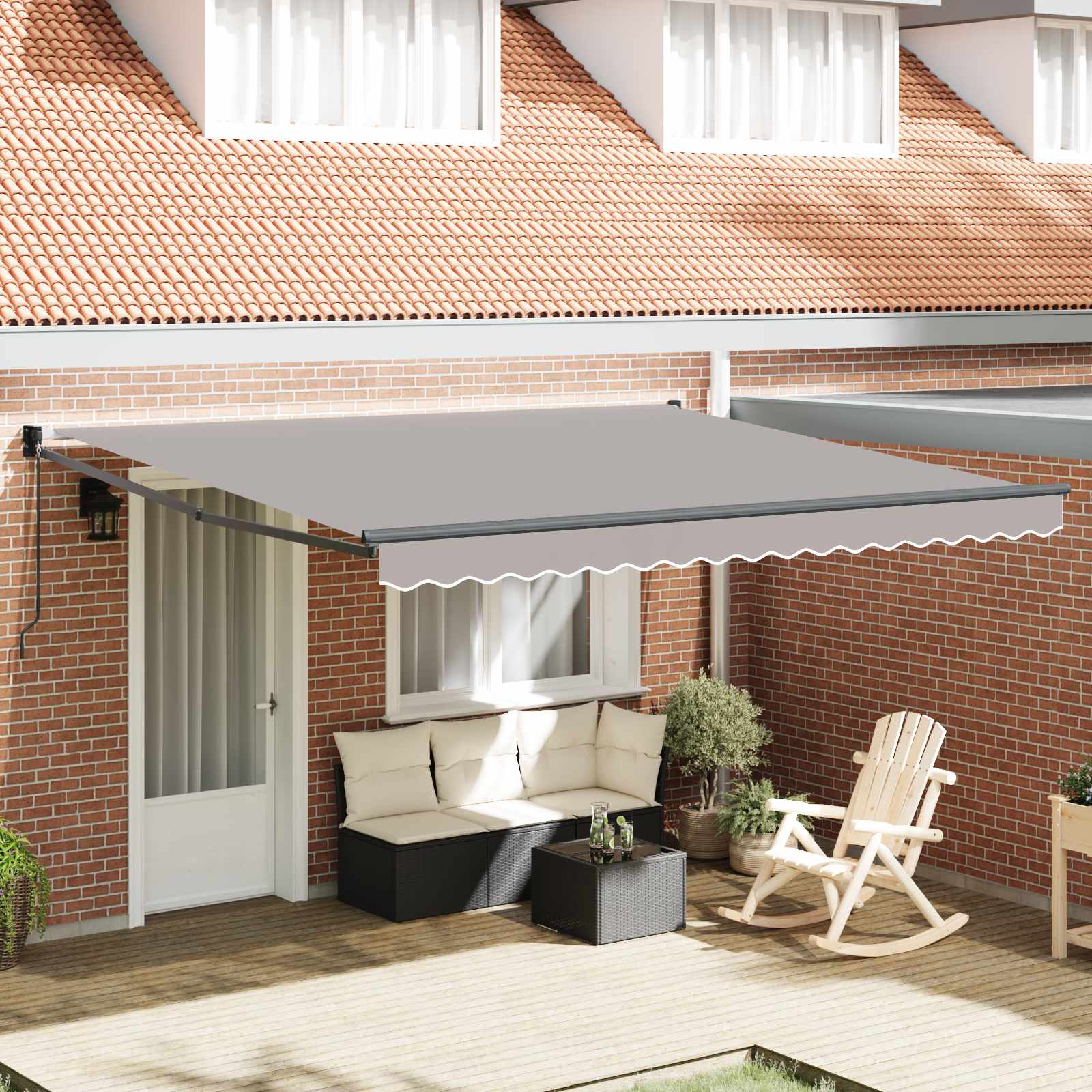 vidaXL Cortina Retractabilă Manual Gri deschis 400 × 300 cm