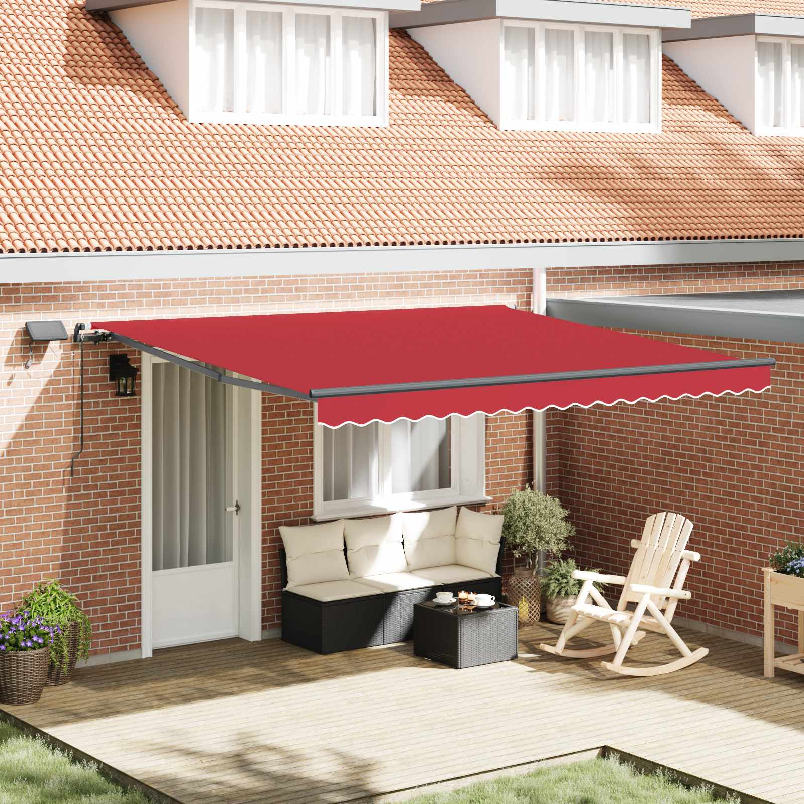 vidaXL Cortina Retractabilă Manual Roșu 400 × 300 cm țesătură