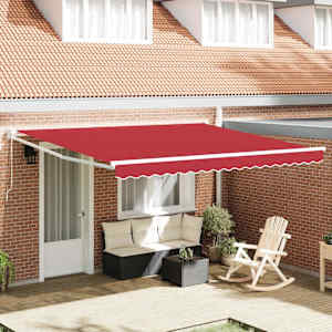 Vlečna tenda Rdeča 400 × 300 cm 100% poliester in aluminij