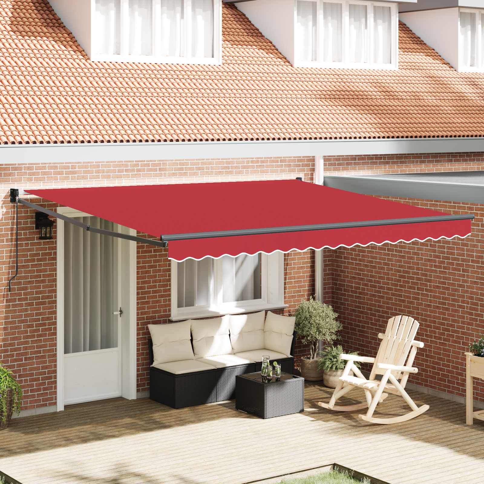 vidaXL Cortina Retractabilă Roșu 400 × 300 cm Poliester și Aluminiu