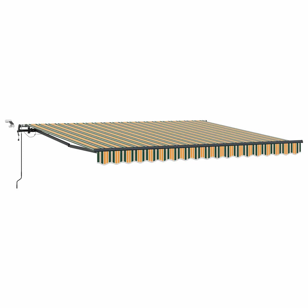 automaattinen sisäänvedettävä markiisi LED:llä, vihreä ja keltainen 400×300 cm, vidaXL markiisin vaihto kangas 4×3 m rungolle vihreä ja keltainen