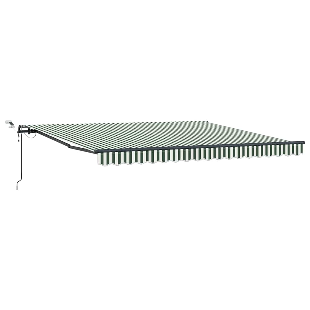 Automaattinen sisäänvedettävä markiis LED Vihreä ja Valkoinen 400×300 cm