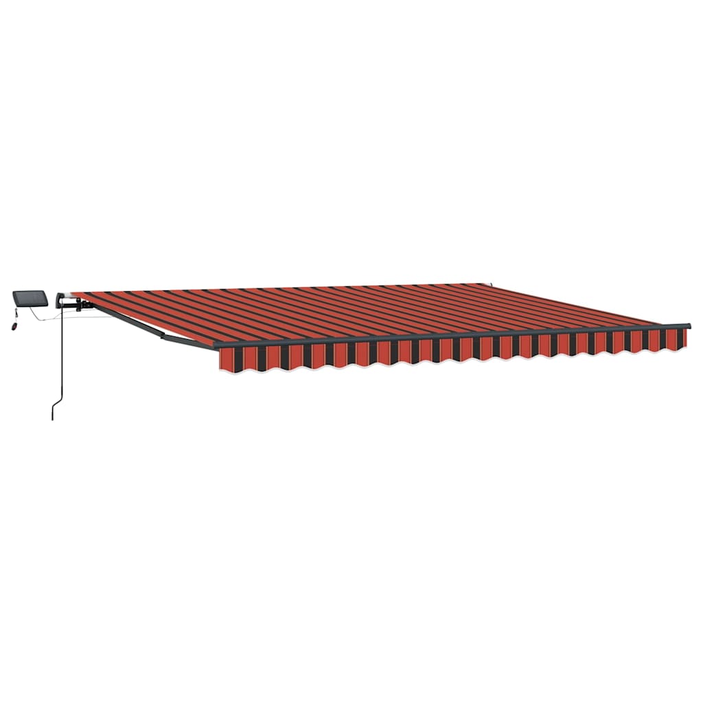 Manuaalinen sisäänvedettävä markiisi LED-valolla oranssina ja ruskeana 400×350 cm